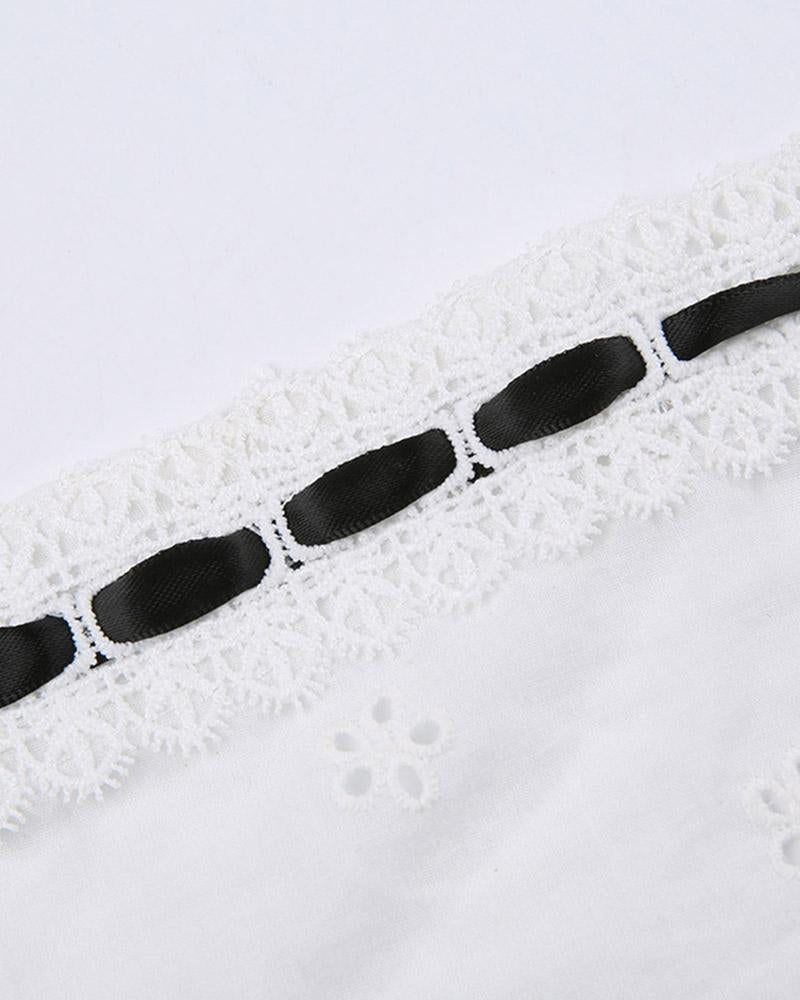 Strapless Cropped Top with Ribbon Details