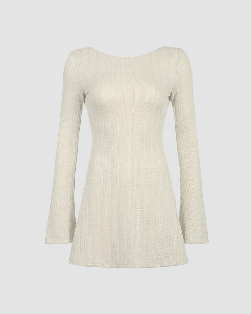 Knit Ribbed Long-Sleeve Dress
