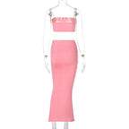 Square-Neck Spaghetti-Strap Top & Skirt Set with Ruched Details