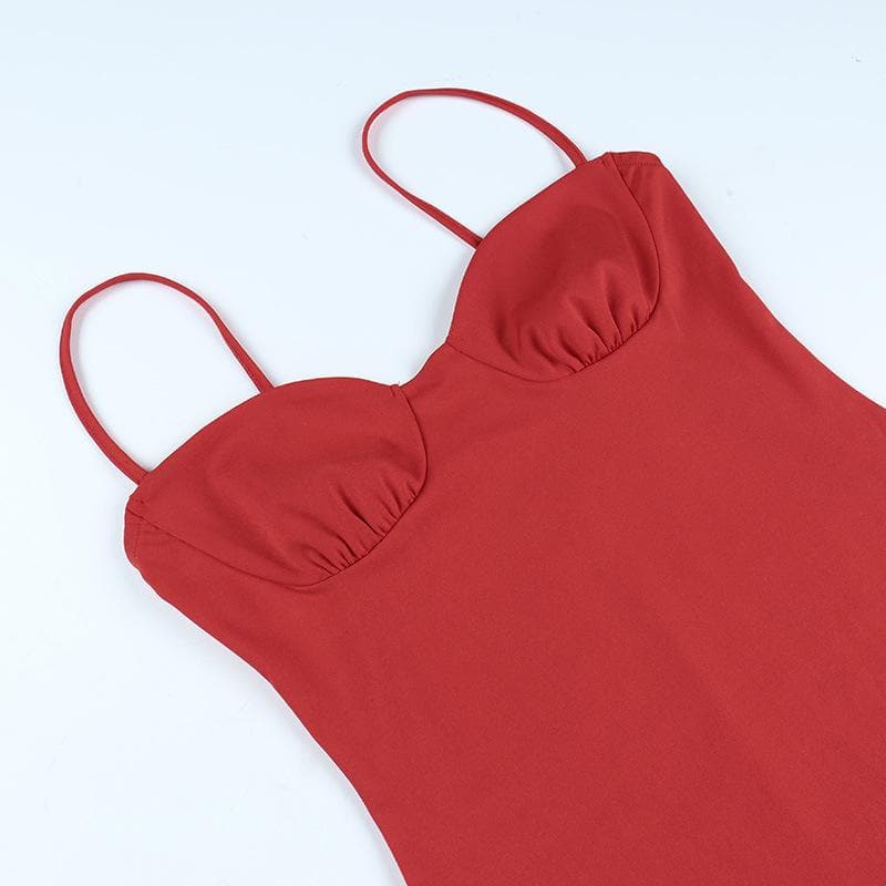 Sweetheart-Neck Strappy Ruched Mini Dress with an Open Back