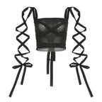 Bandage mesh see-through lace up tube top - Halibuy