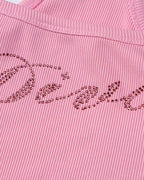 Strappy Cropped Tank Top with Lettering Details