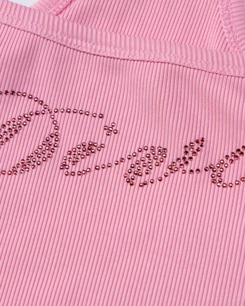 Strappy Cropped Tank Top with Lettering Details