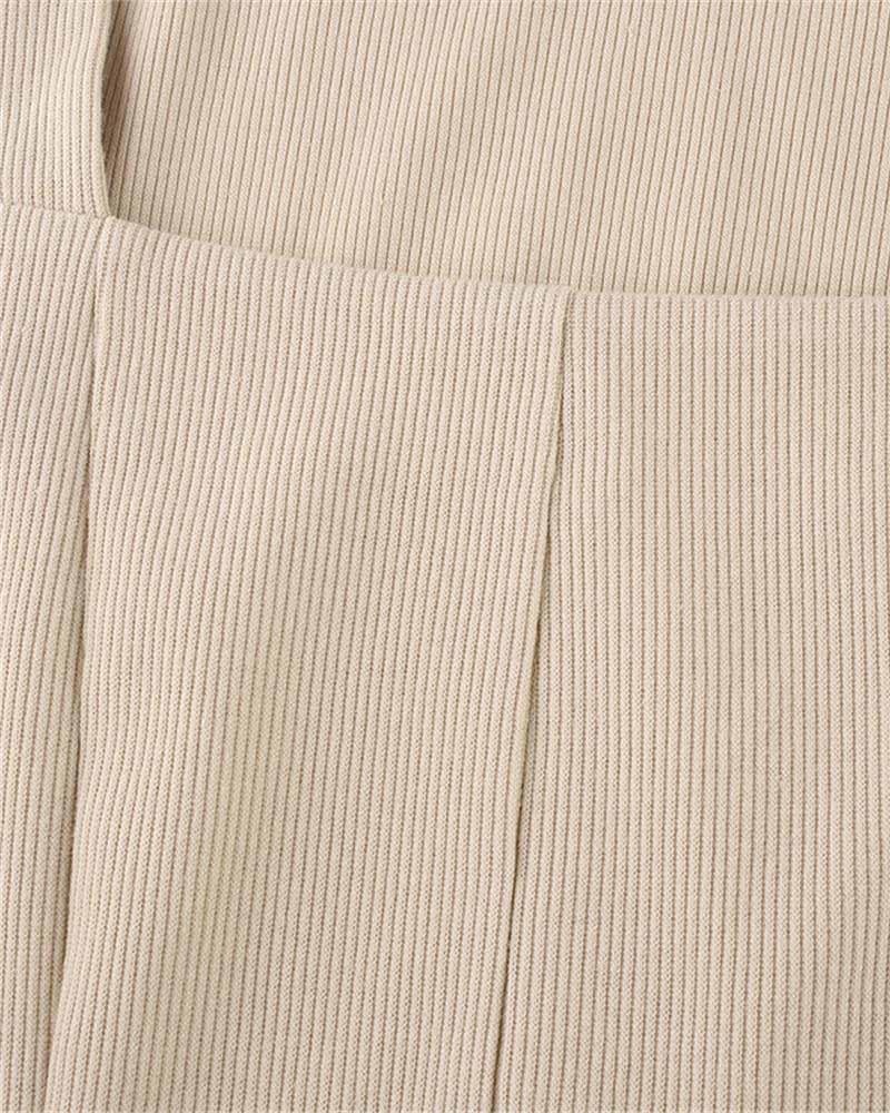 Ribbed Bodycon Dress with a Square Neck