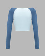 Printed Cropped Long-Sleeve Crop Top