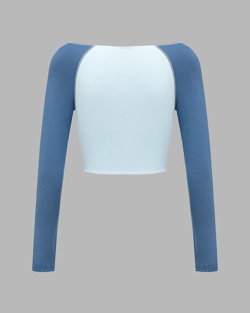 Printed Cropped Long-Sleeve Crop Top