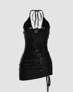 Short-Sleeve Dress with a Halter Neck