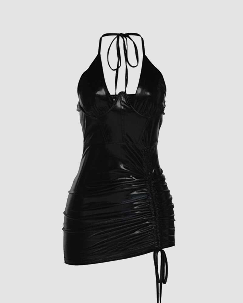 Short-Sleeve Dress with a Halter Neck