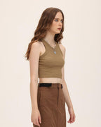 Ribbed Cropped Sleeveless Tank Top
