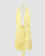 Halterneck Ruffled Short-Sleeve Dress