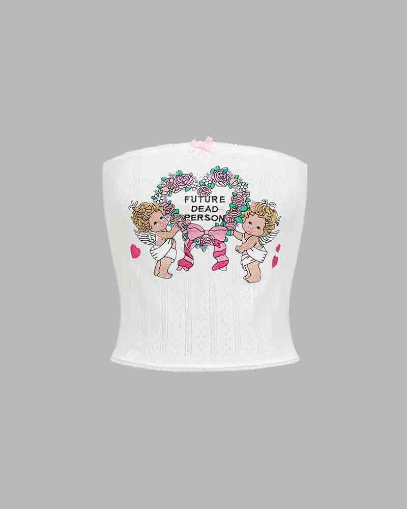 Strapless Graphic Top