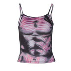 Strappy Open-Back Contrast-Detail Cami Top