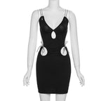 Plunging-V Strappy Knotted Dress with Cutout Details