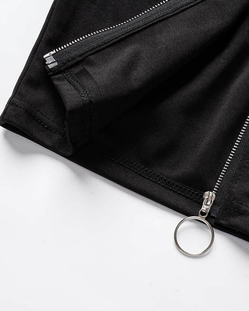 Cropped Long-Sleeve Crop Top with a Front Zip