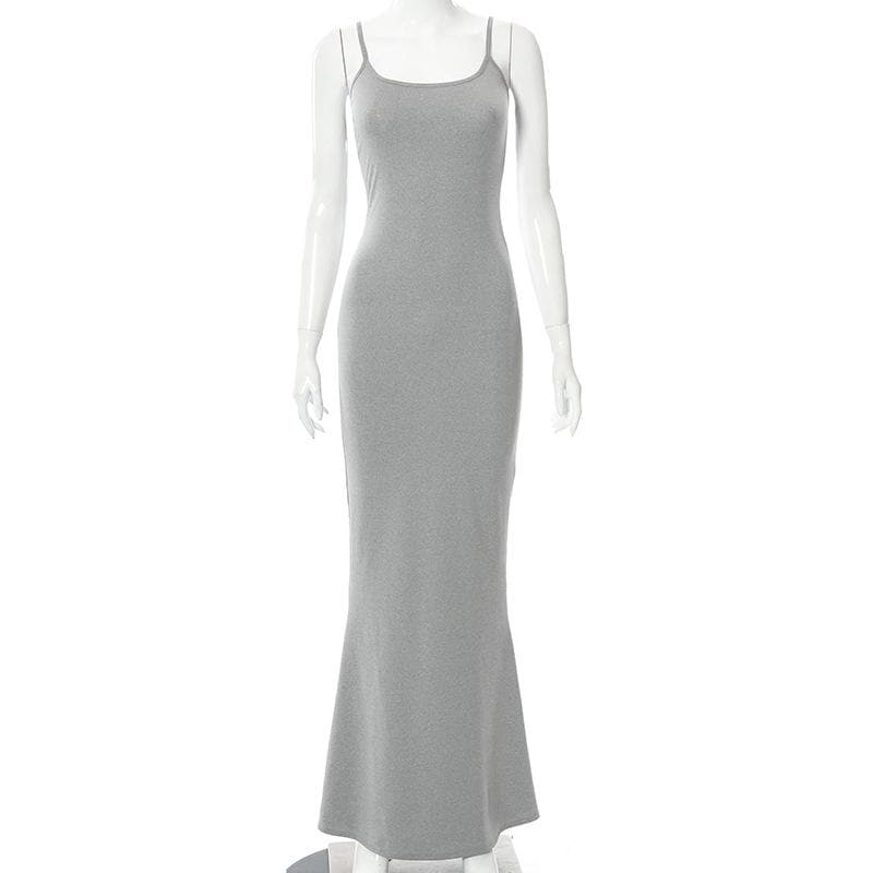 Mermaid Strappy Sleeveless Maxi Dress with a Square Neck
