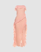Ruffled Maxi Skirt with a Split Detail