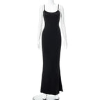 Mermaid Strappy Sleeveless Maxi Dress with a Square Neck