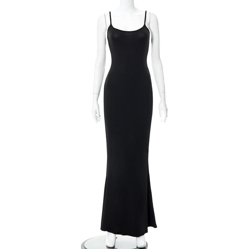 Mermaid Strappy Sleeveless Maxi Dress with a Square Neck