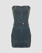 Denim Strapless Mini Dress