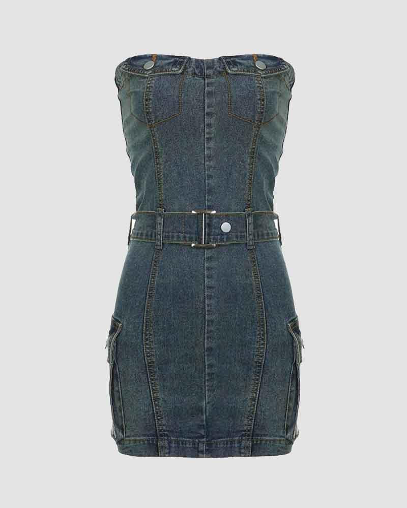 Denim Strapless Mini Dress