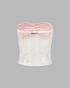 Lace Strapless Top with Ruffle Details