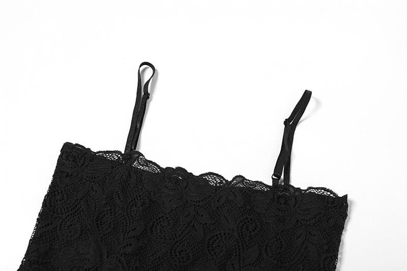 Square-Neck Lace Strappy Two-Piece Set