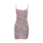 Lettered Square-Neck Strappy Mini Dress