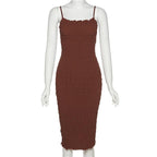 Strappy Open-Back Smocked Dress with Ruffle Details