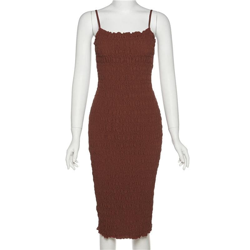 Strappy Open-Back Smocked Dress with Ruffle Details
