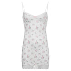 Floral Strappy Open-Back Mini Dress with Lace Details