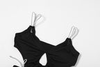Plunging-V Strappy Knotted Dress with Cutout Details