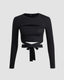 Cropped Wrap-Style Crop Top with Cutout Details