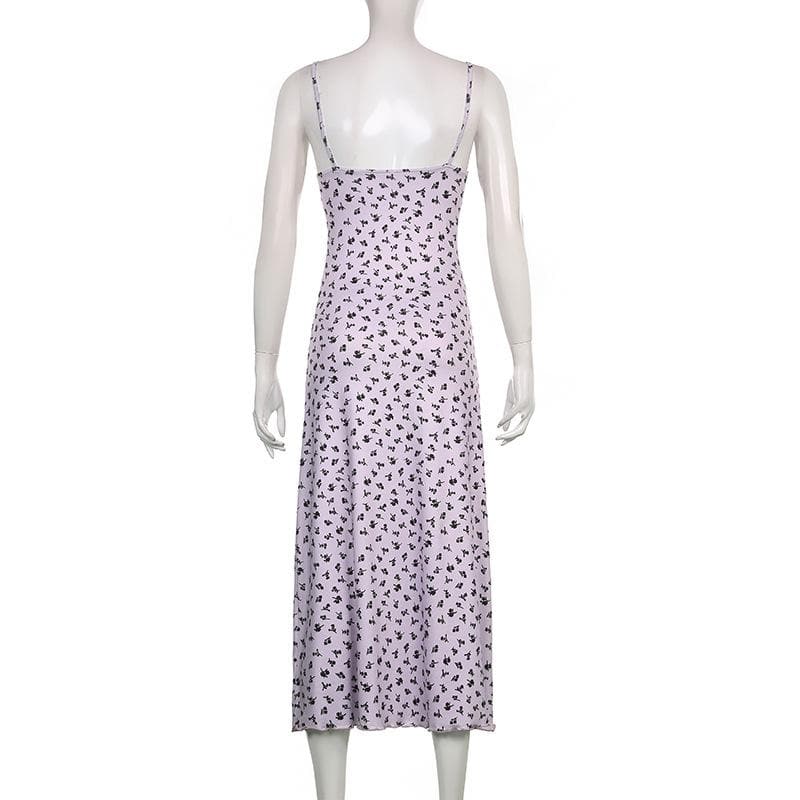 Printed Strappy Ruffled Dress with an Open Back