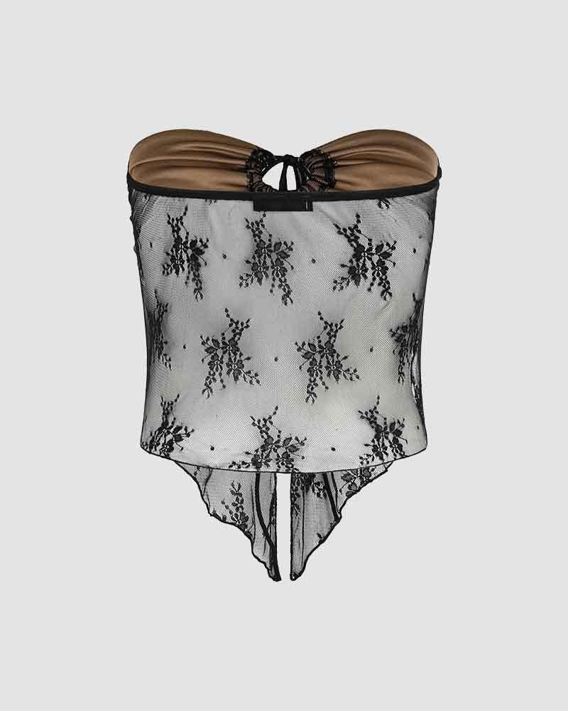 Lace Bandeau Draped Top