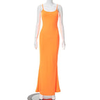 Mermaid Strappy Sleeveless Maxi Dress with a Square Neck