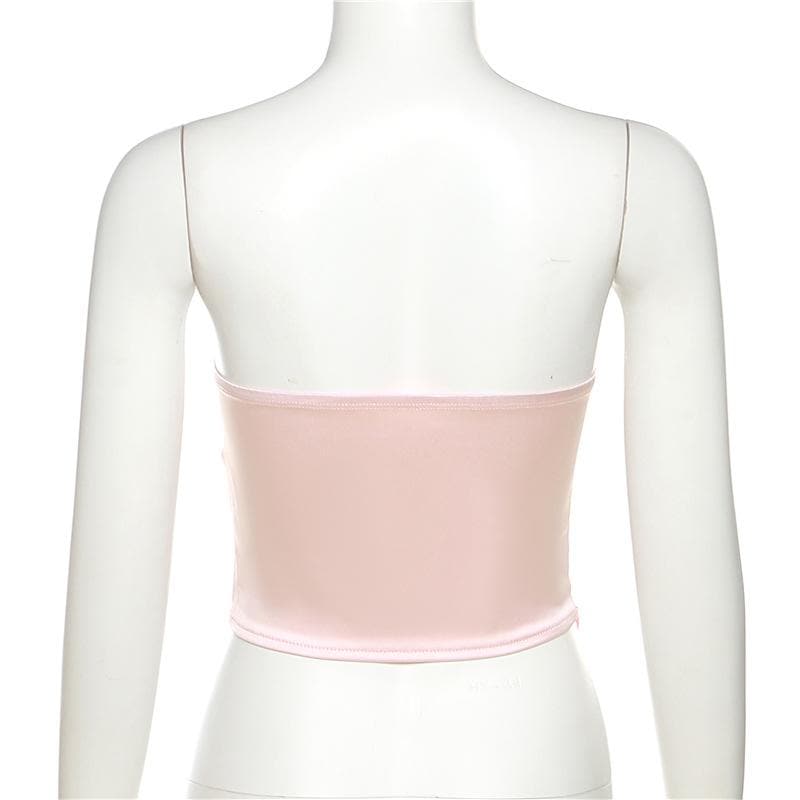 Sweetheart-Neck Strapless Zip-Front Corset Top with Lace Details