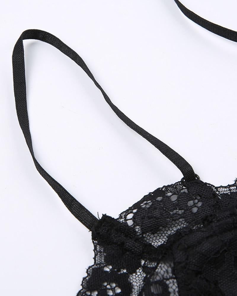 Lace Strappy Cami Top with a Split Detail