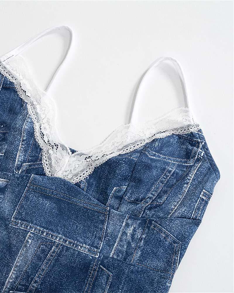 Denim Lace Strappy Co-Ord Set