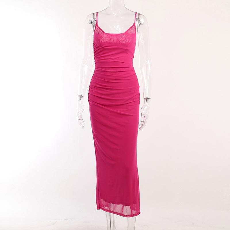 Square-Neck Strappy Open-Back Midi Dress