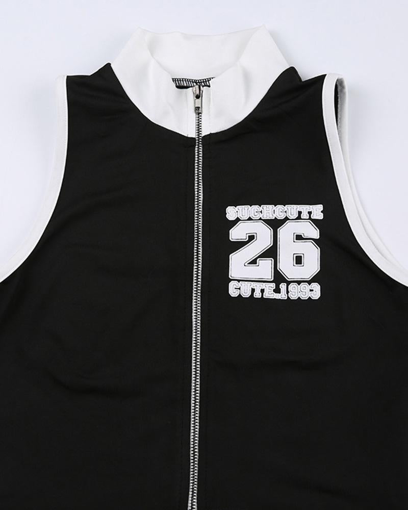 Strappy Zip-Detail Sleeveless Top
