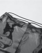 Abstract-Print Drawstring Skirt