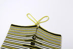 Striped Knit Strappy Cami Top with Cutout Details