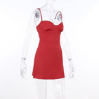 Sweetheart-Neck Strappy Ruched Mini Dress with an Open Back