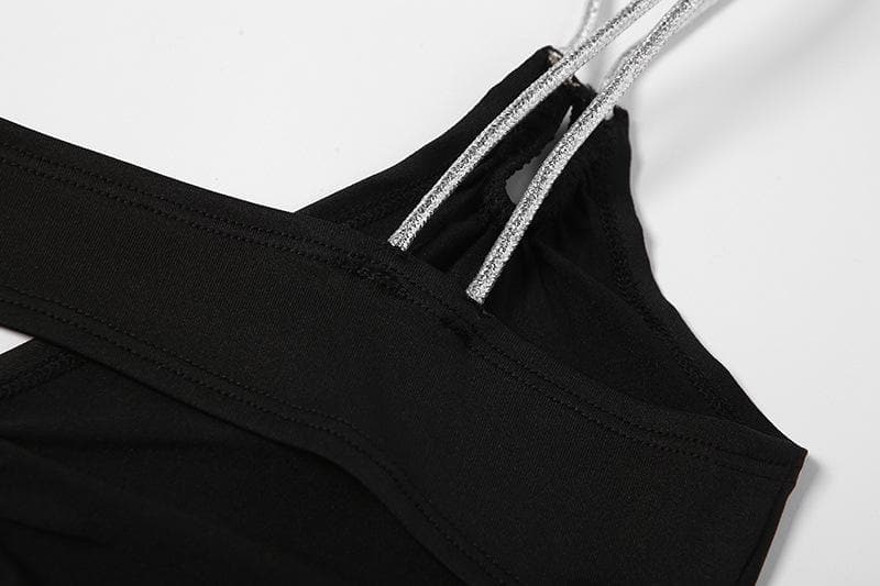 Plunging-V Strappy Knotted Dress with Cutout Details