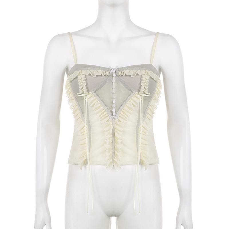 Strappy Open-Back Ruffled Cami Top