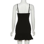 Strappy Ruffled Mesh Mini Dress with Ruched Details