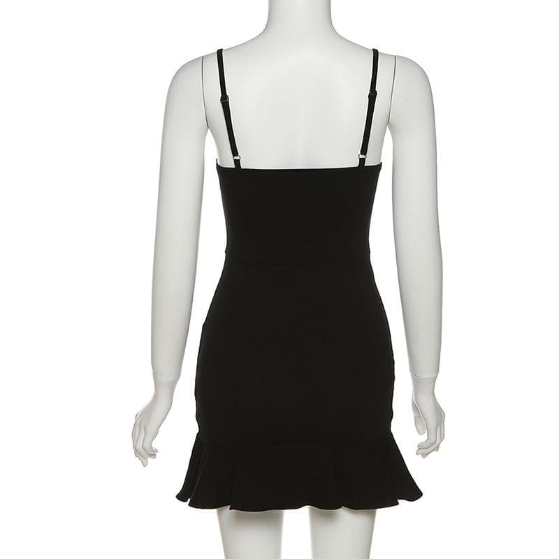 Strappy Ruffled Mesh Mini Dress with Ruched Details