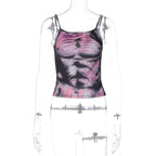 Strappy Open-Back Contrast-Detail Cami Top