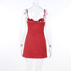 Sweetheart-Neck Strappy Ruched Mini Dress with an Open Back