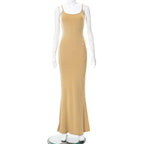 Mermaid Strappy Sleeveless Maxi Dress with a Square Neck